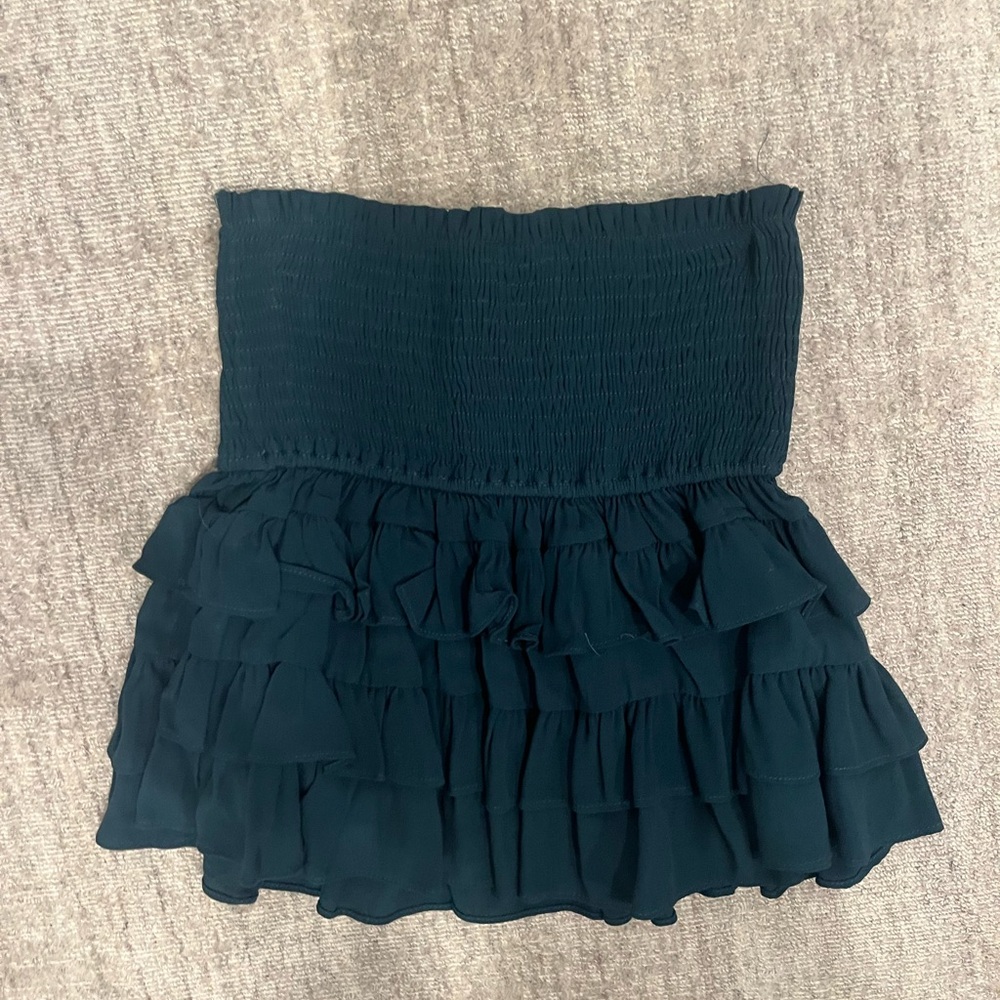 Olivaceous hunter green flowy mini skirt